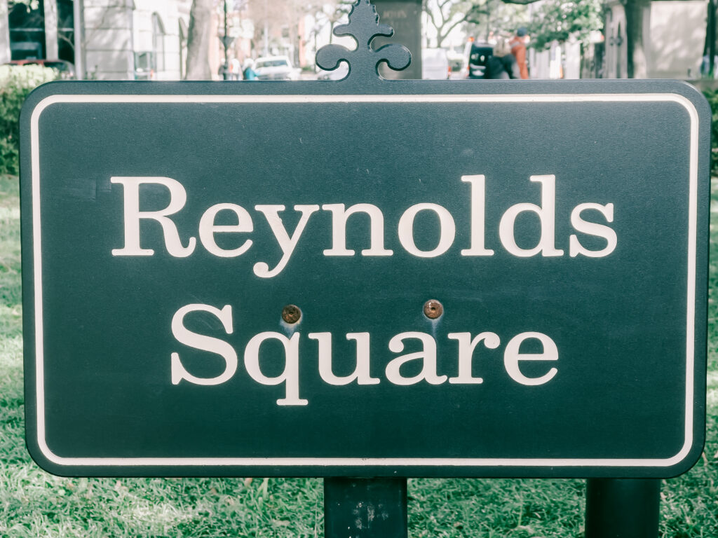 Reynolds Square near the Olde Pink House in Savannah, GA.